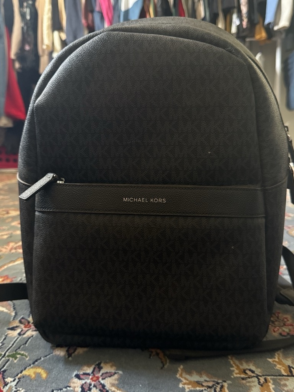Michael Kors Men's Black Logo Monogram Backpack